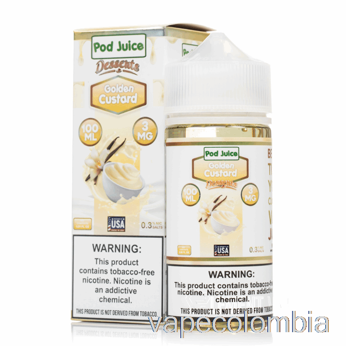 Vape Kit Completo Golden Custard - Postres De Jugo De Vaina - 100ml 6mg